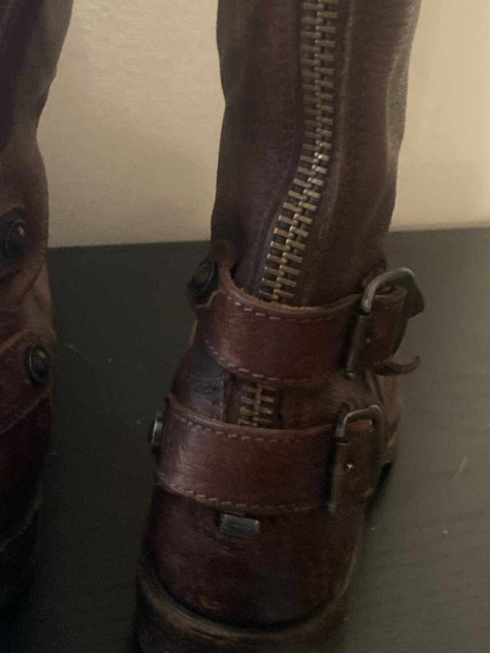 Frye~Veronica Brown Leather Boots~Back Zipper~Buckle Front~Size 8.5 B - Picture 5 of 9